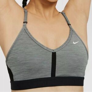 Nike Women's Indy Grey/Black LS Padded V-Neck Sports Bra (CZ4456-084) Size XL